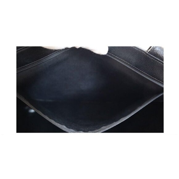 Authentic CHANEL Classic CC Caviar Logo Shoulder Tote Bag Black Leather Purse - Picture 11 of 13